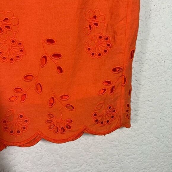 Ann Taylor Orange Eyelet Scalloped Hem Mini Skirt Womens Petite Size 10P NWT - Picture 2 of 7